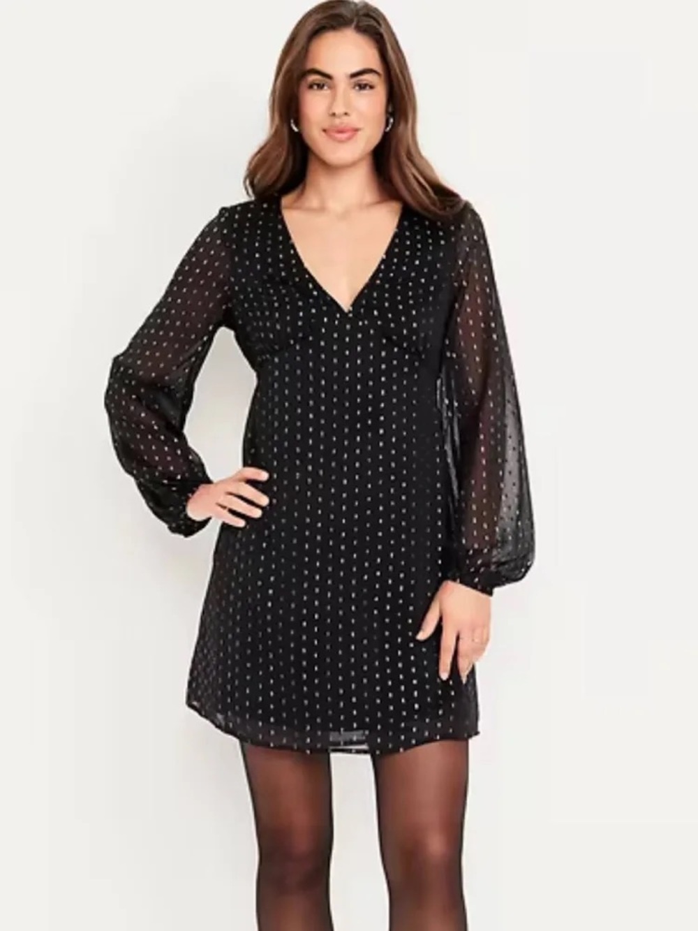 Old Navy Black V-Neck Mini Dress with Silver details